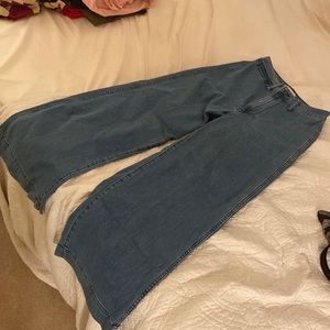 High Waist Wide Leg Cropped Jeans